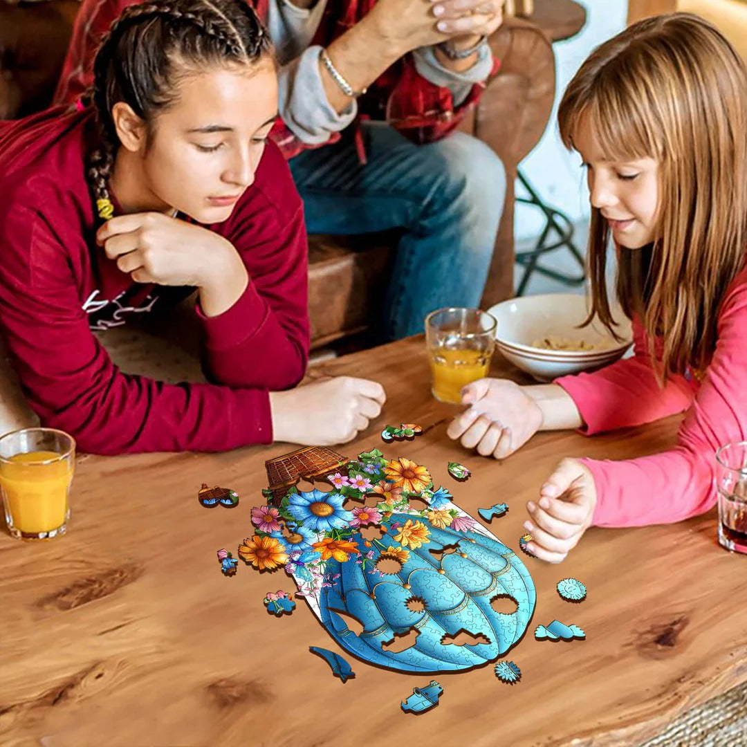 Verspieltes Holzpuzzle – Fliegende Blumen