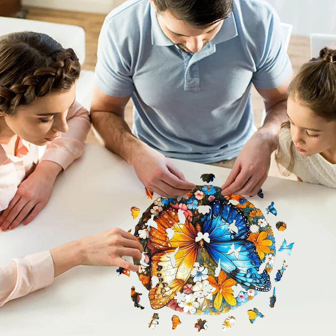 Whimsical Wooden Jigsaw Puzzle- Yin Yang Butterfly