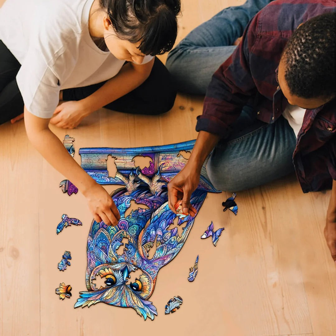 Whimsical Wooden Jigsaw Puzzle- Elegant owl