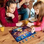 Launiges Holzpuzzle – Sternennacht aus Buntglas