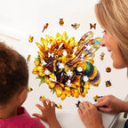 Whimsical Wooden Jigsaw Puzzle-Bee collecting nectar