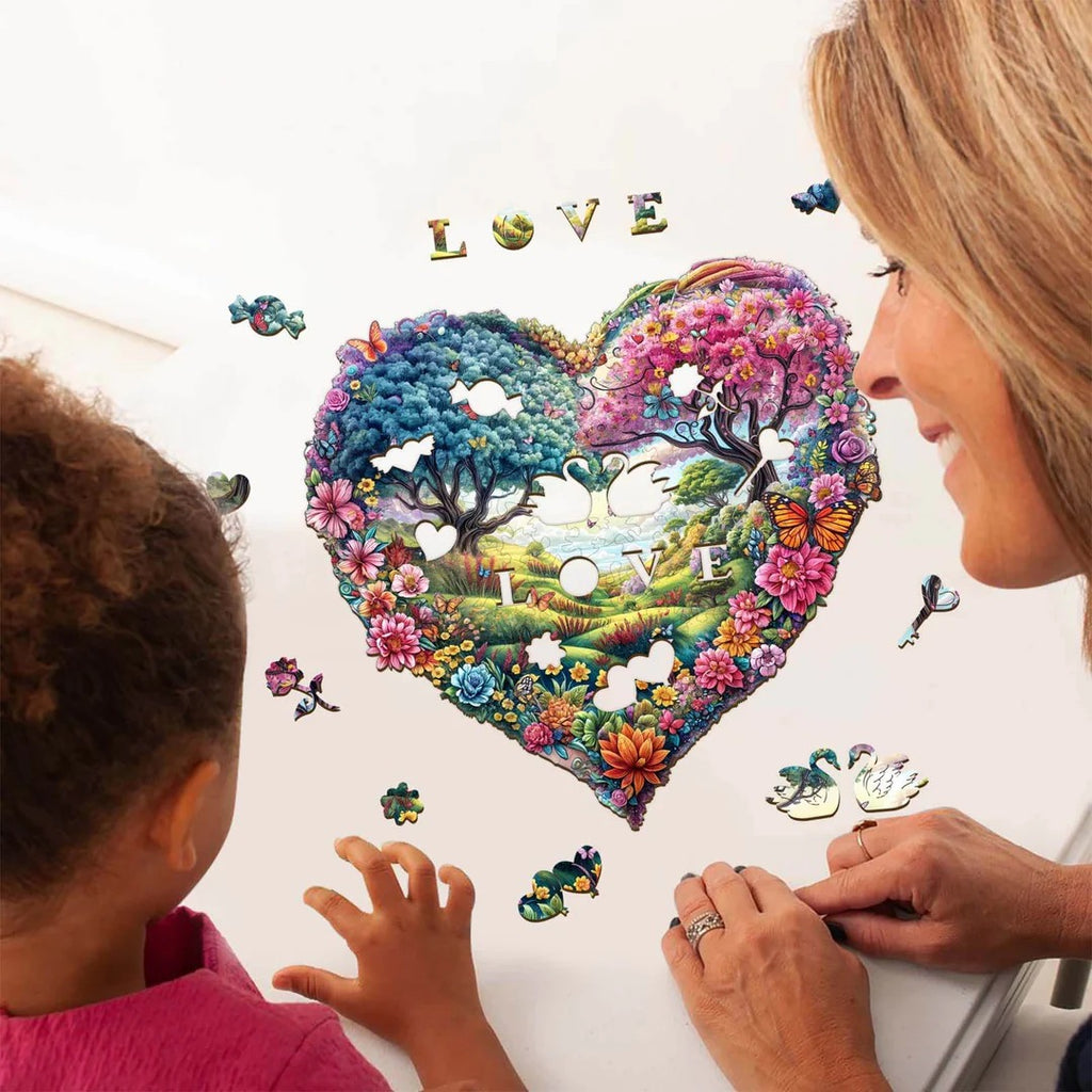 Whimsical Wooden Jigsaw Puzzle- love garden