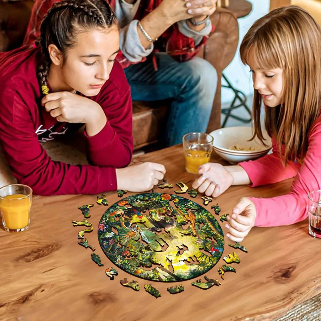 Whimsical Wooden Jigsaw Puzzle- Animal Party