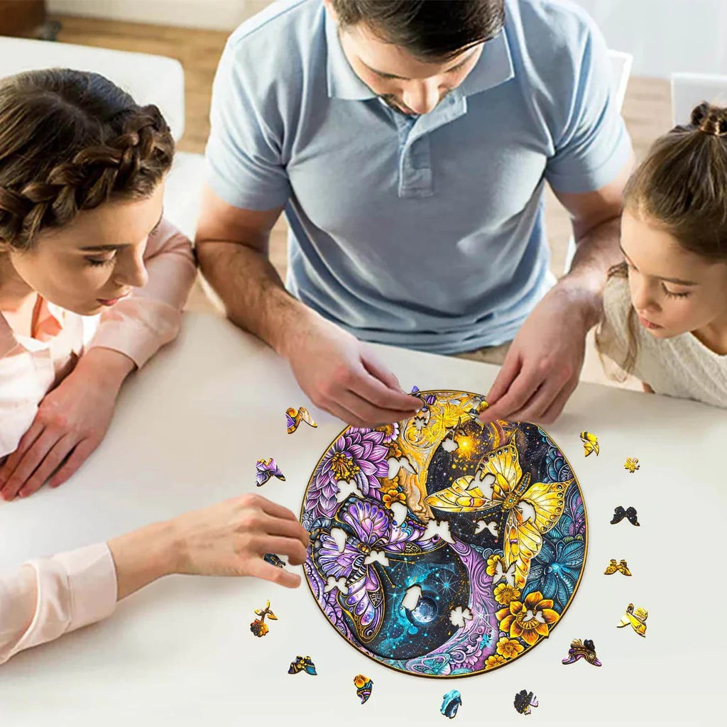 Whimsical Wooden Jigsaw Puzzle-Galaxy Butterflies