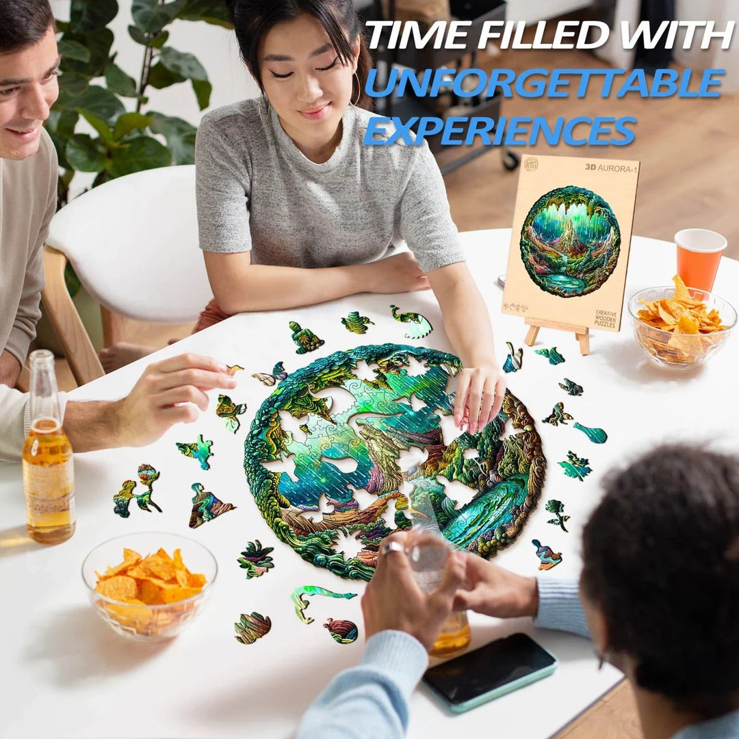 Whimsical Wooden Jigsaw Puzzle- 3D aurora-1