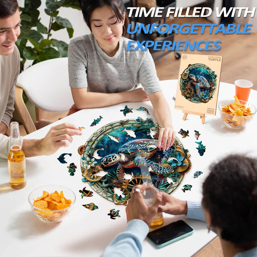 Puzzle en bois fantaisiste - Tortue en relief