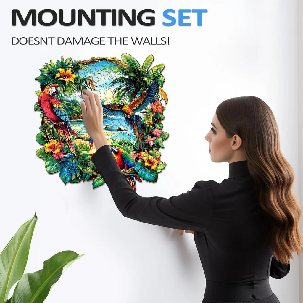 Casse-tête en bois fantaisie - perroquet tropical
