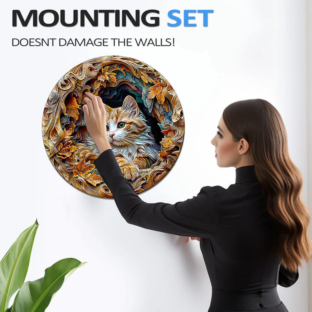 Puzzle en bois fantaisiste-Chat 3D