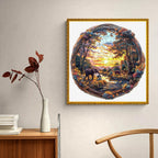 Whimsical Wooden Jigsaw Puzzle- Elephant at sunset-1