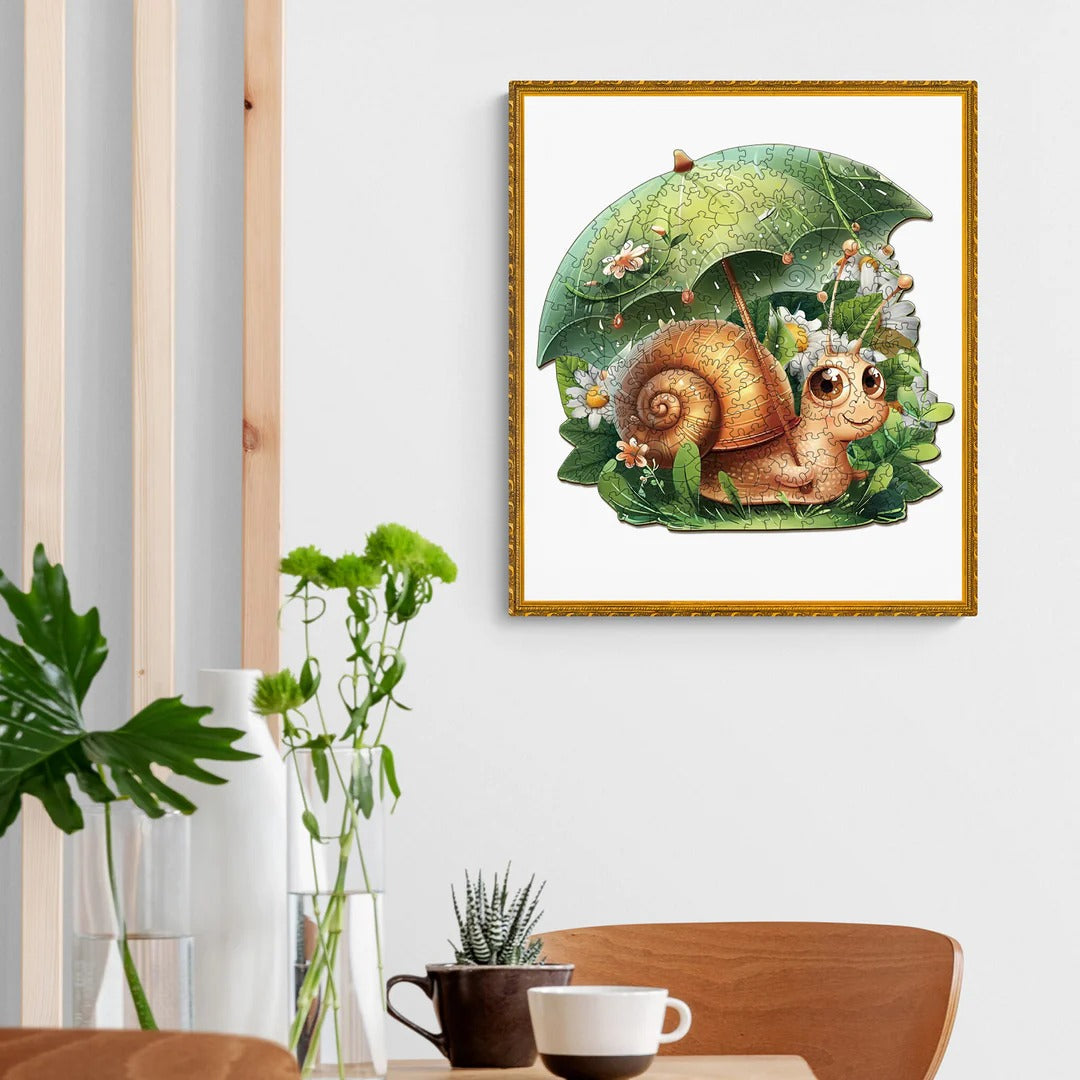 Whimsical Wooden Jigsaw Puzzle- Leisurely snail