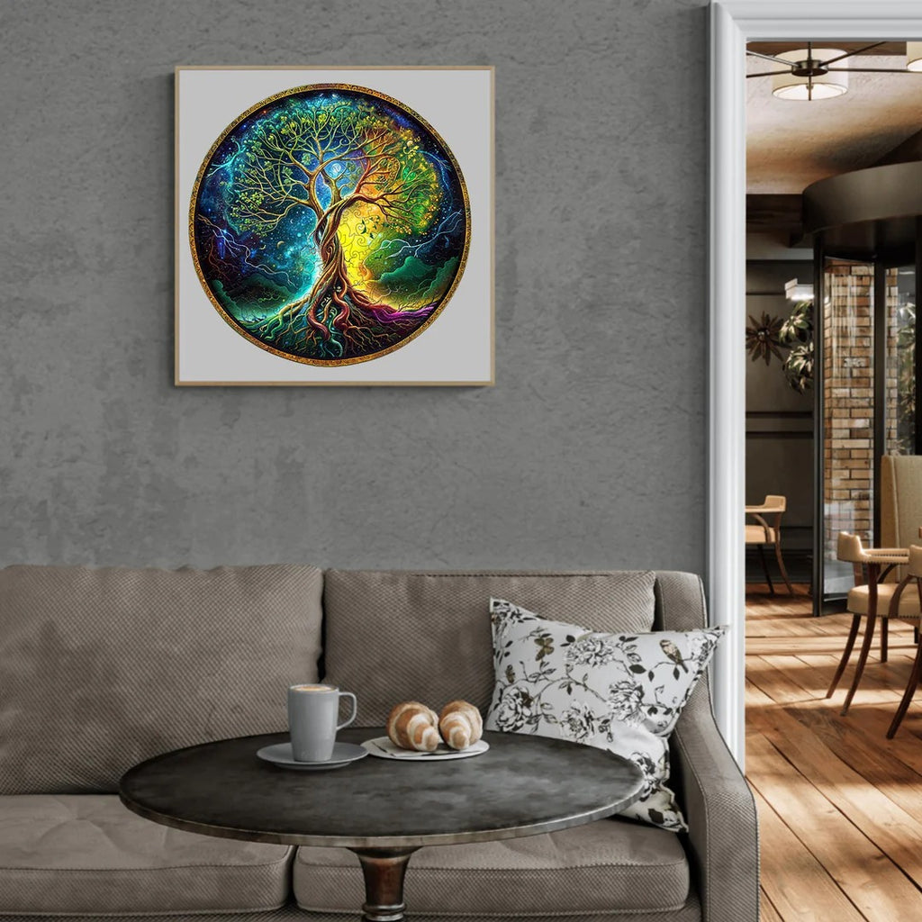 Whimsical Wooden Jigsaw Puzzle- Aurora Tree of Life-3