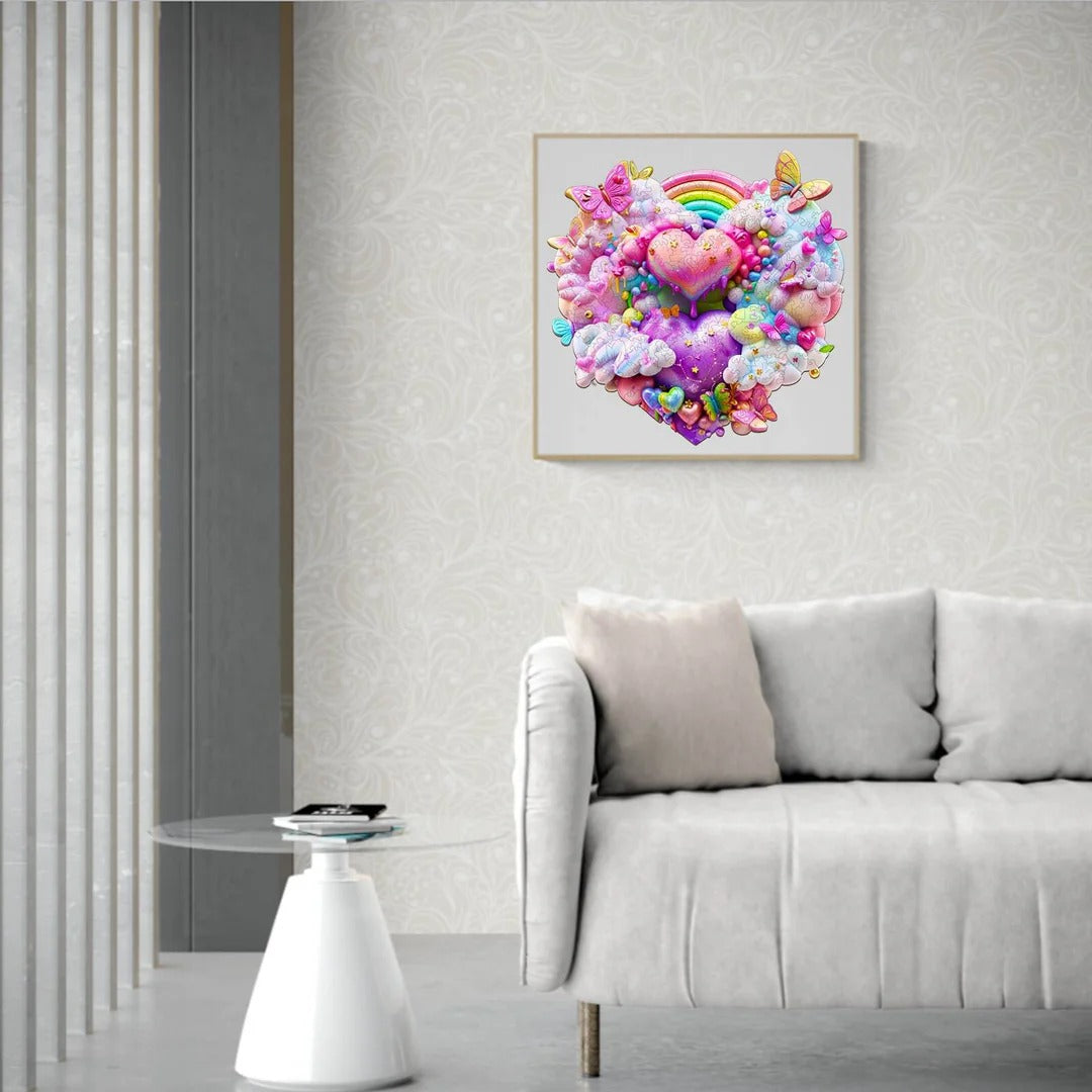Whimsical Wooden Jigsaw Puzzle- Rainbow cloud