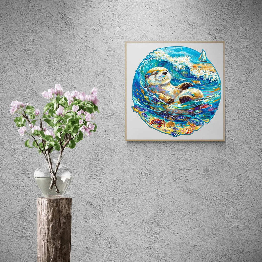 Whimsical Wooden Jigsaw Puzzle- leisurely otter