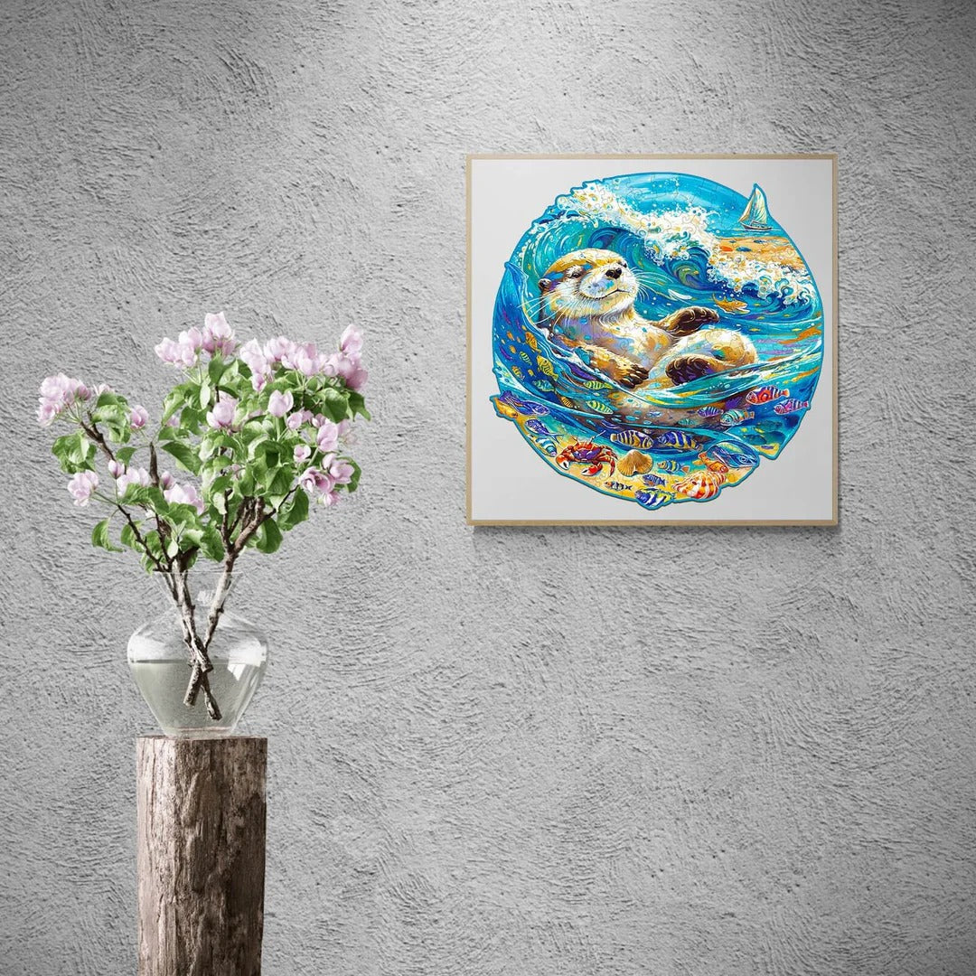 Whimsical Wooden Jigsaw Puzzle- leisurely otter