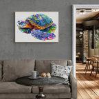 Whimsical Wooden Jigsaw Puzzle-fantasy turtle