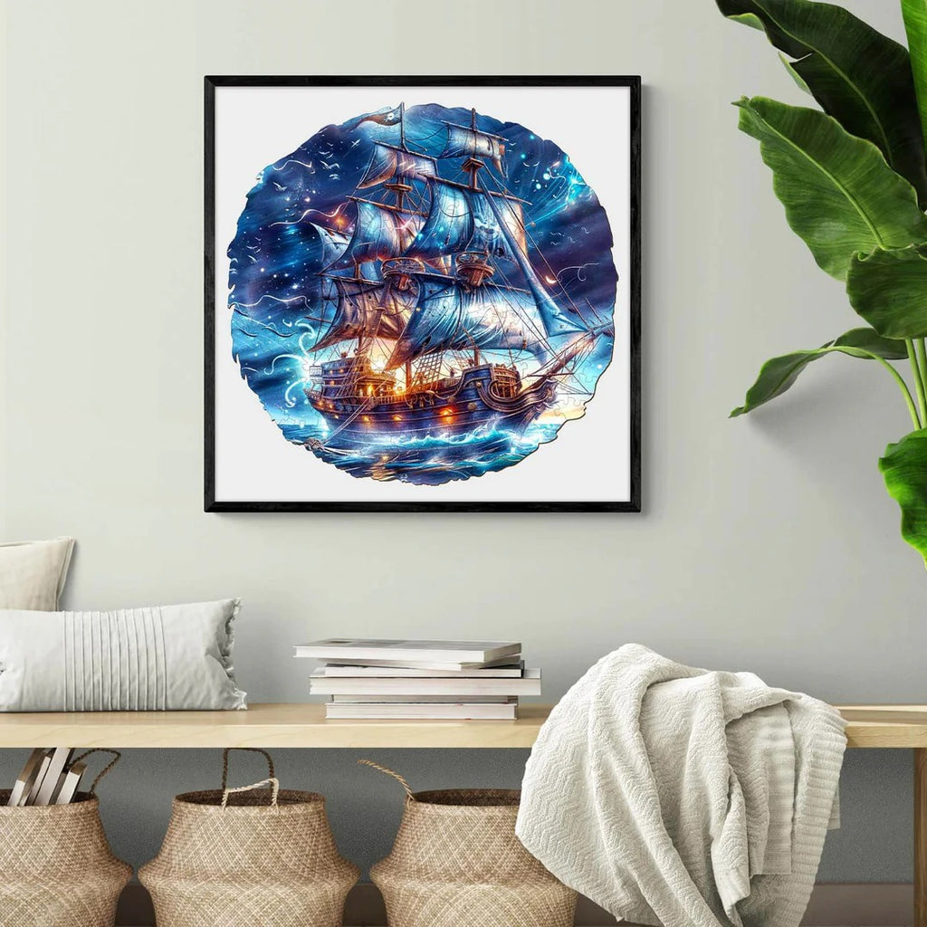 Whimsical Wooden Jigsaw Puzzle- Blue Voyage