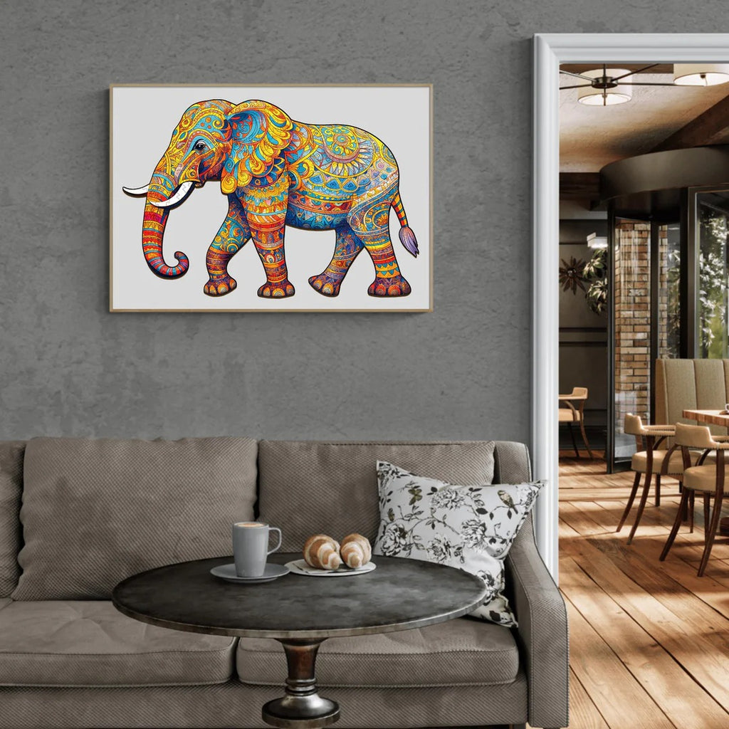 Whimsical Wooden Jigsaw Puzzle-Walking Elephant