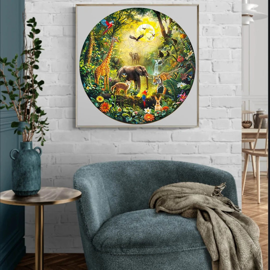Whimsical Wooden Jigsaw Puzzle- Animal Party