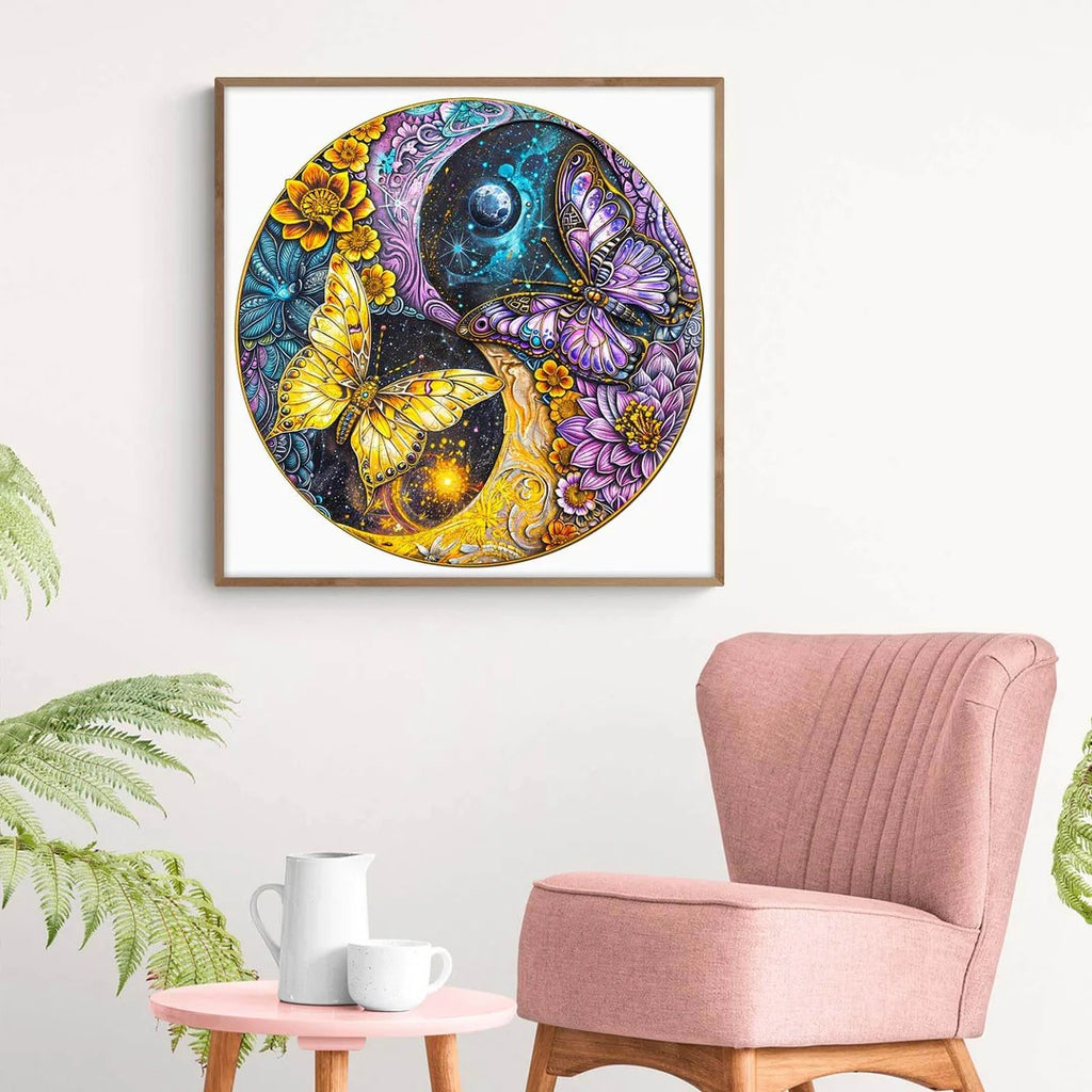 Whimsical Wooden Jigsaw Puzzle-Galaxy Butterflies