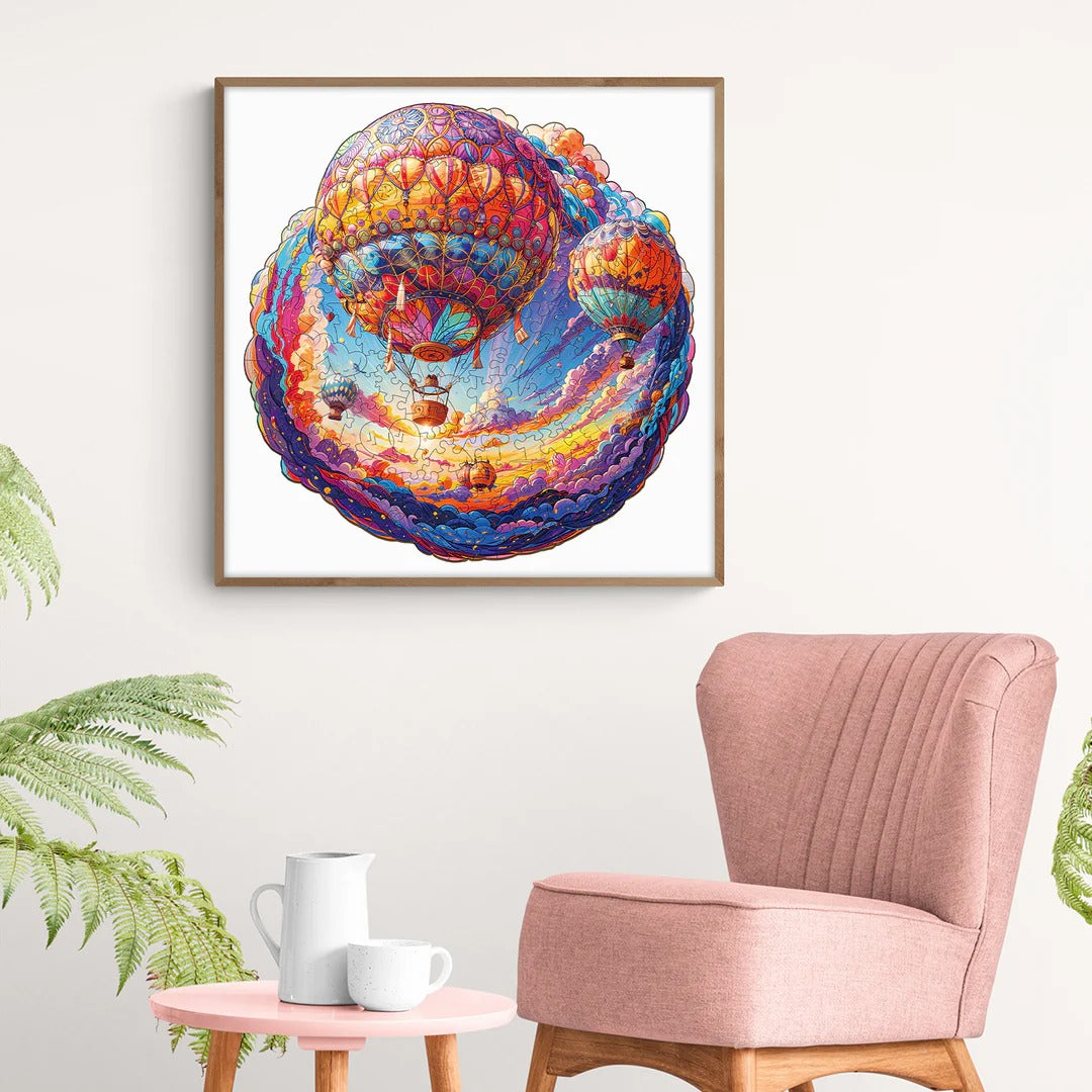 Whimsical Wooden Jigsaw Puzzle- hot air balloon