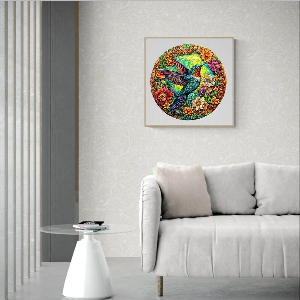 Whimsical Wooden Jigsaw Puzzle- Vintage Hummingbird