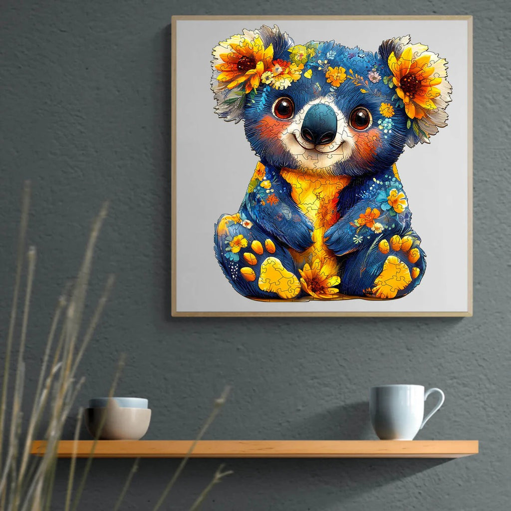 Whimsical Wooden Jigsaw Puzzle- Colorful koala