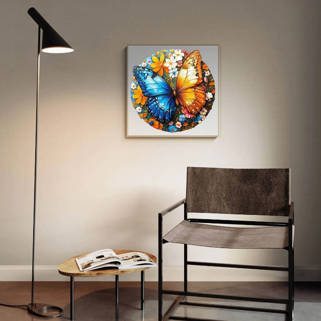 Whimsical Wooden Jigsaw Puzzle- Yin Yang Butterfly