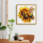 Whimsical Wooden Jigsaw Puzzle-Bee collecting nectar