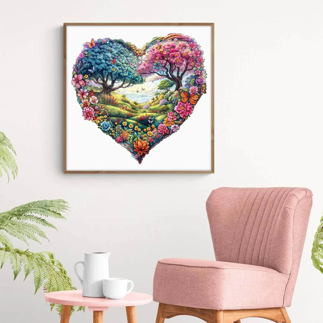 Whimsical Wooden Jigsaw Puzzle- love garden