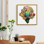 Whimsical Wooden Jigsaw Puzzle-colorful parrot