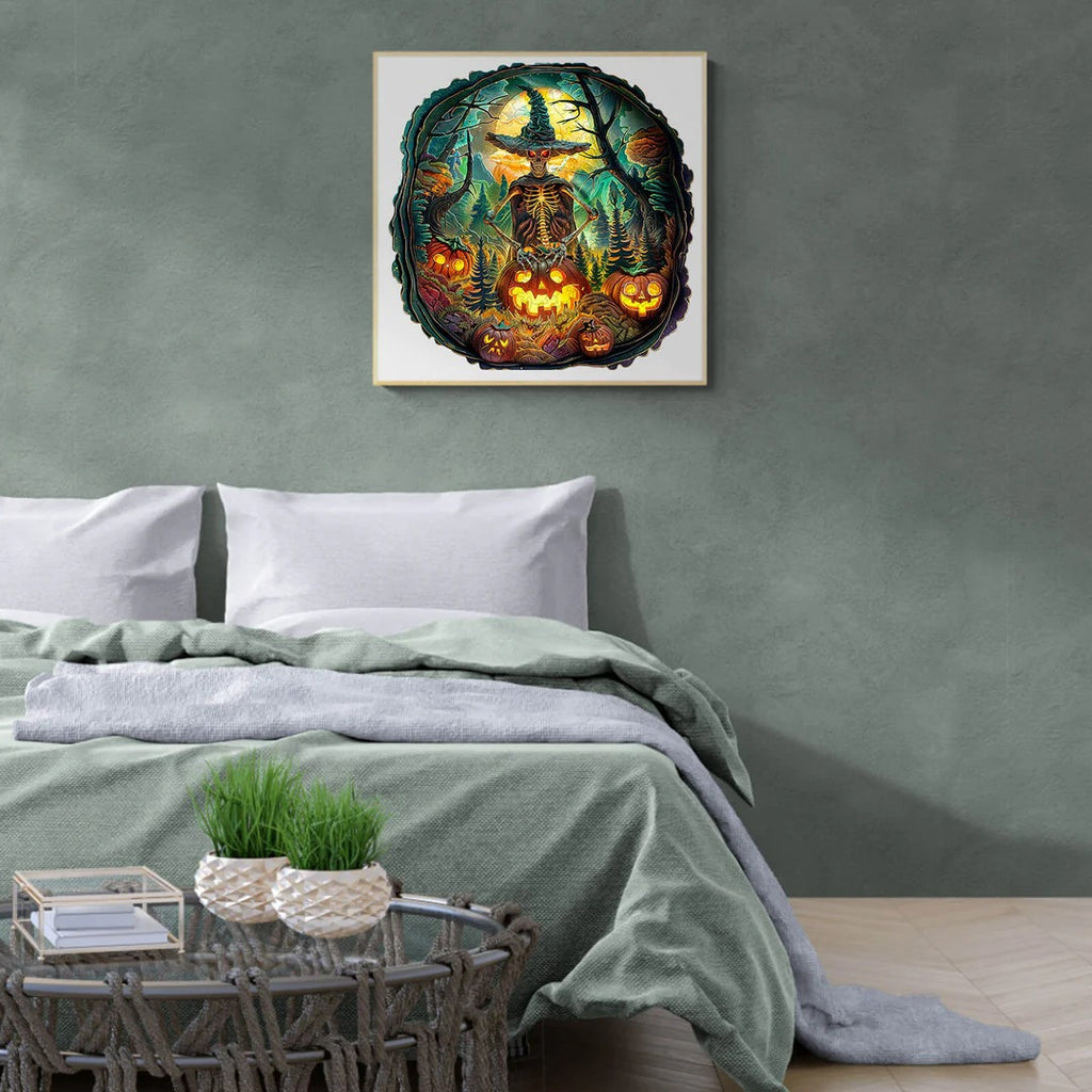 Whimsical Wooden Jigsaw Puzzle- Halloween skeletons