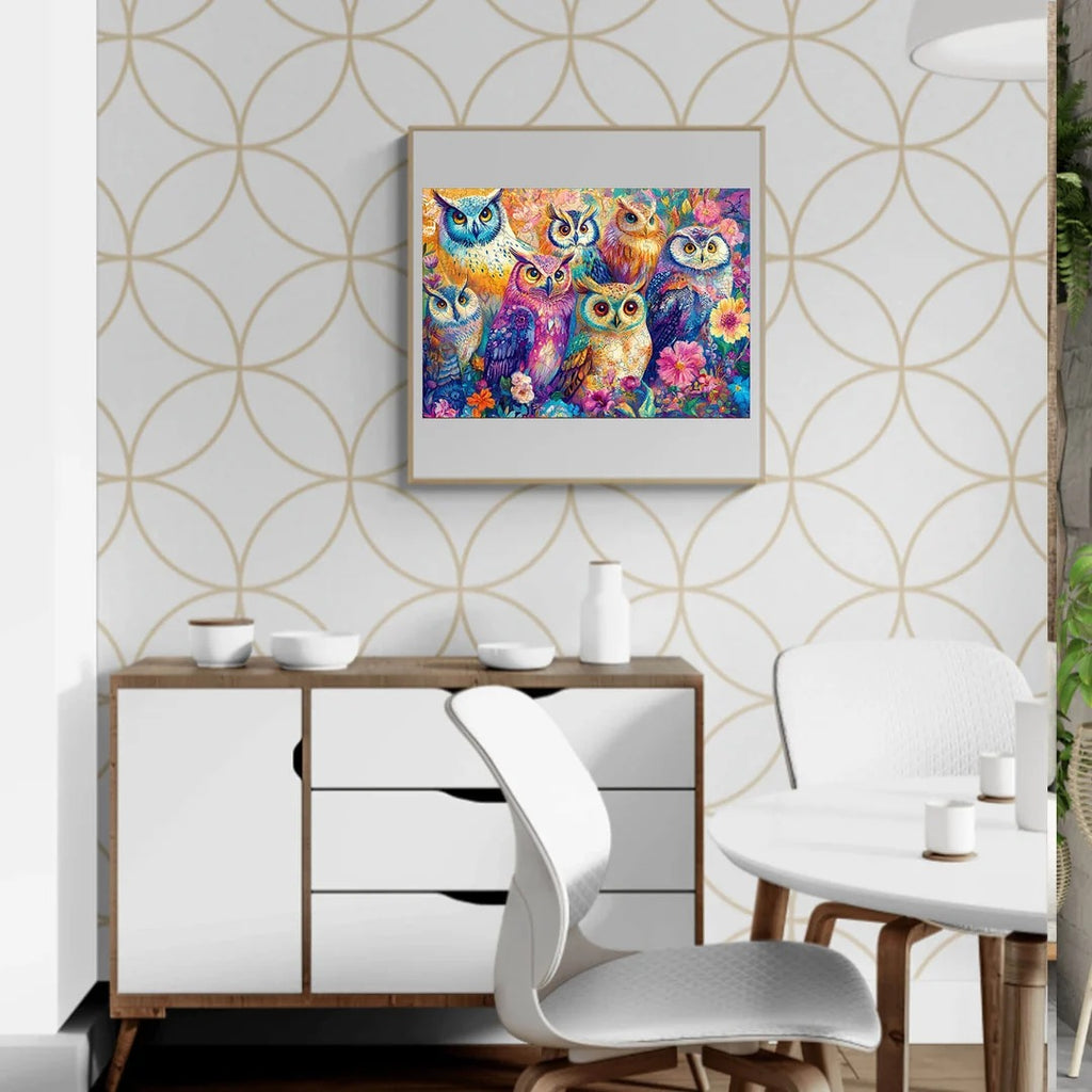 Whimsical Wooden Jigsaw Puzzle- Colored owl
