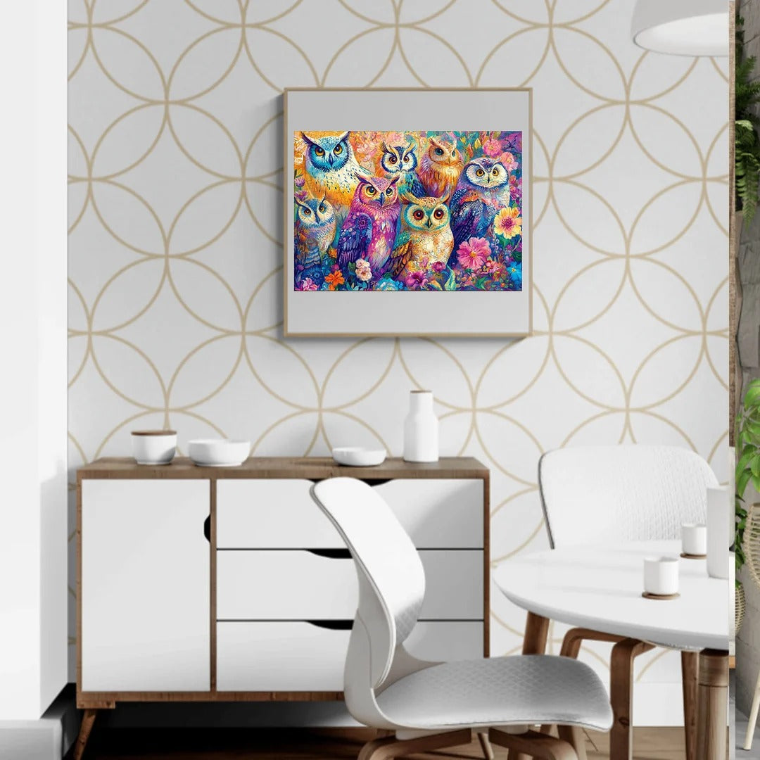 Whimsical Wooden Jigsaw Puzzle- Colored owl