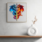 Whimsical Wooden Jigsaw Puzzle- Dragon and Sword