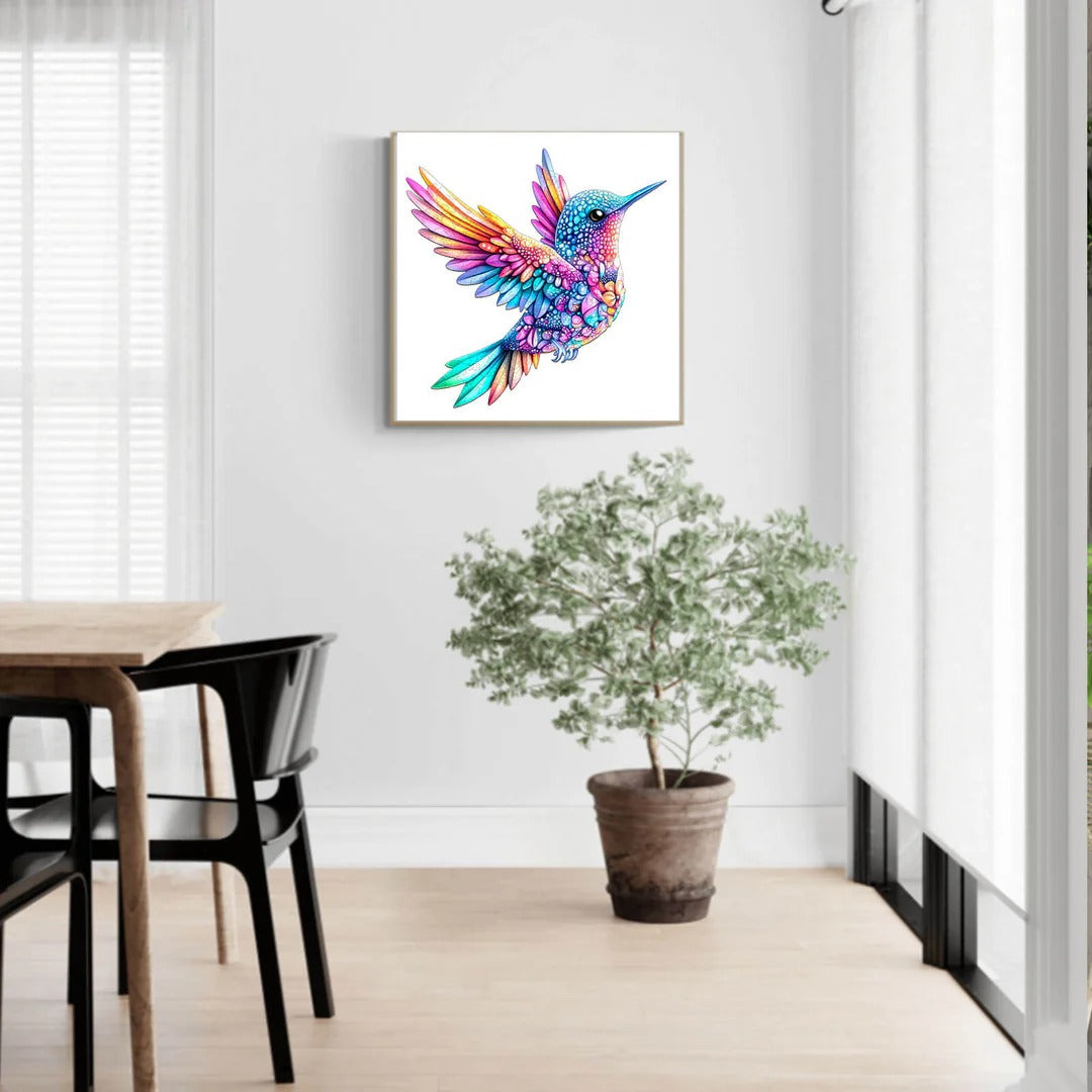 Whimsical Wooden Jigsaw Puzzle- Jewel hummingbird