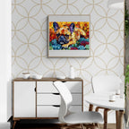 Whimsical Wooden Jigsaw Puzzle- Stained glass bulldog