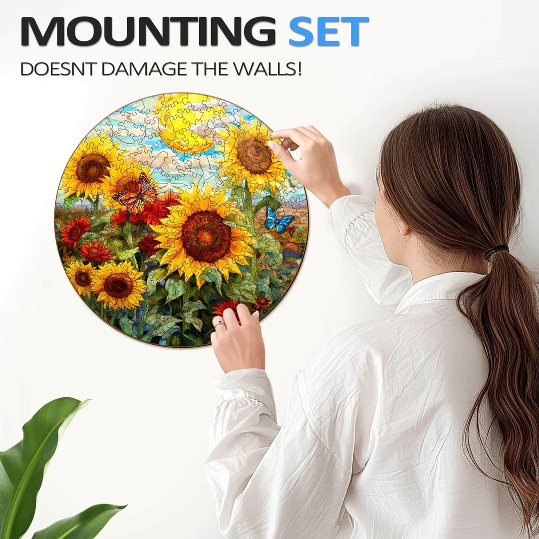 Whimsical Wooden Jigsaw Puzzle-Sunflower Sonata