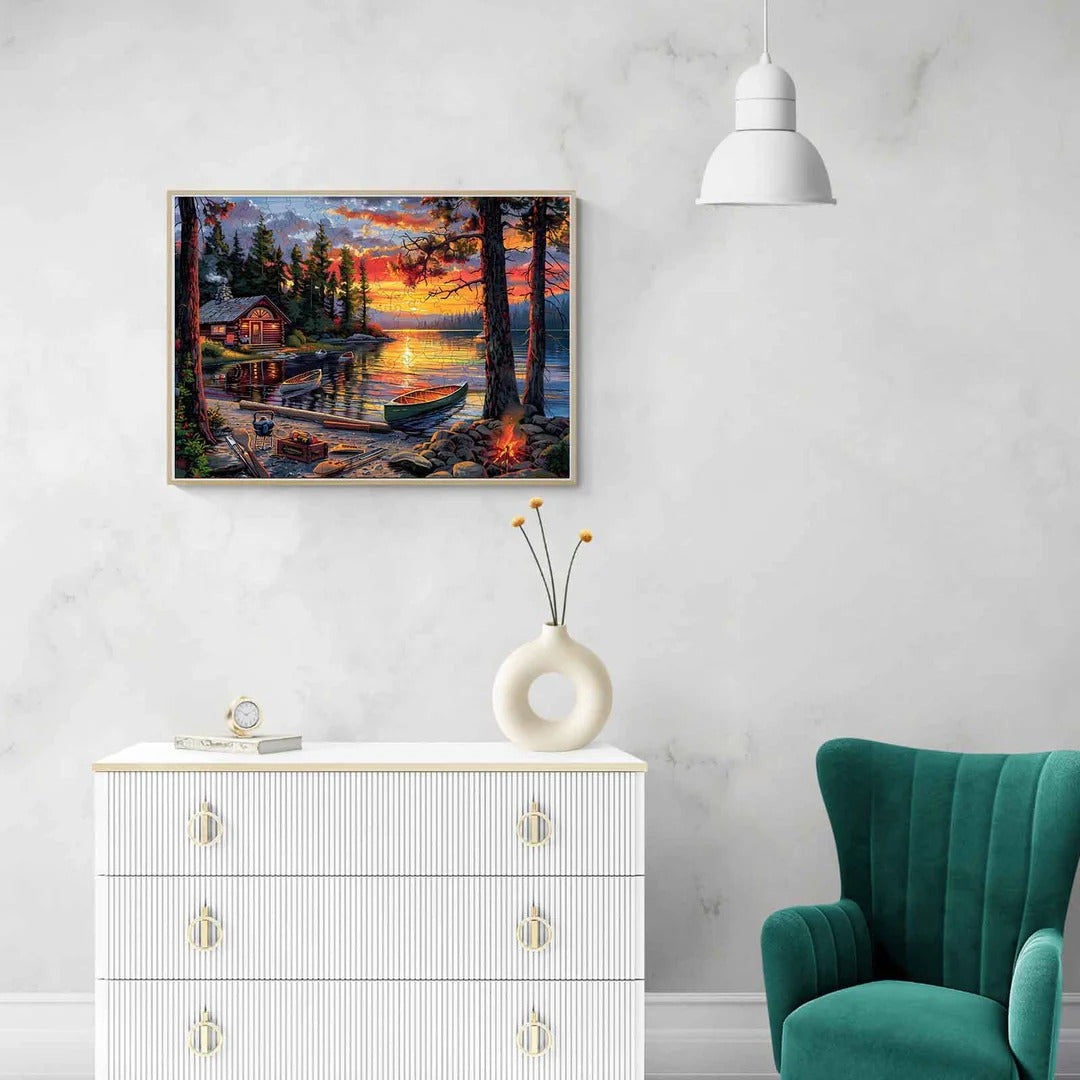 Whimsical Wooden Jigsaw Puzzle-canoe lake-1