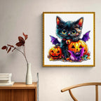 Whimsical Wooden Jigsaw Puzzle- pumpkin and cat