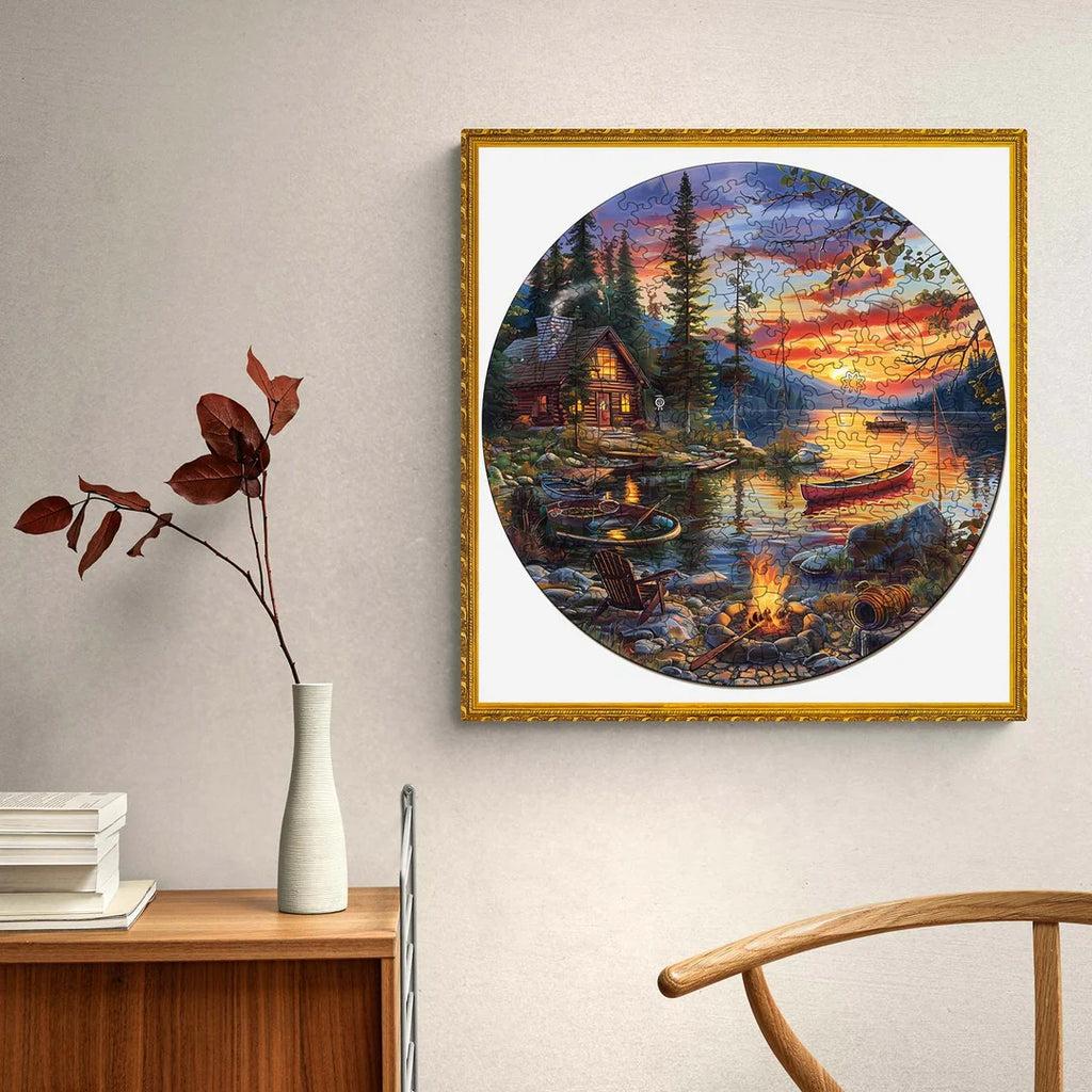 Whimsical Wooden Jigsaw Puzzle-canoe lake-2