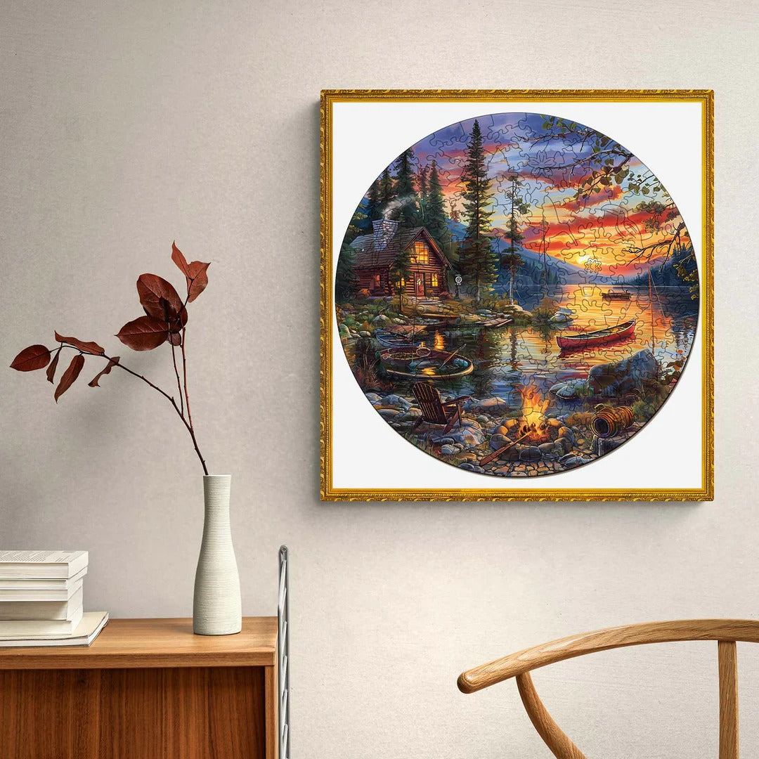 Whimsical Wooden Jigsaw Puzzle-canoe lake-2