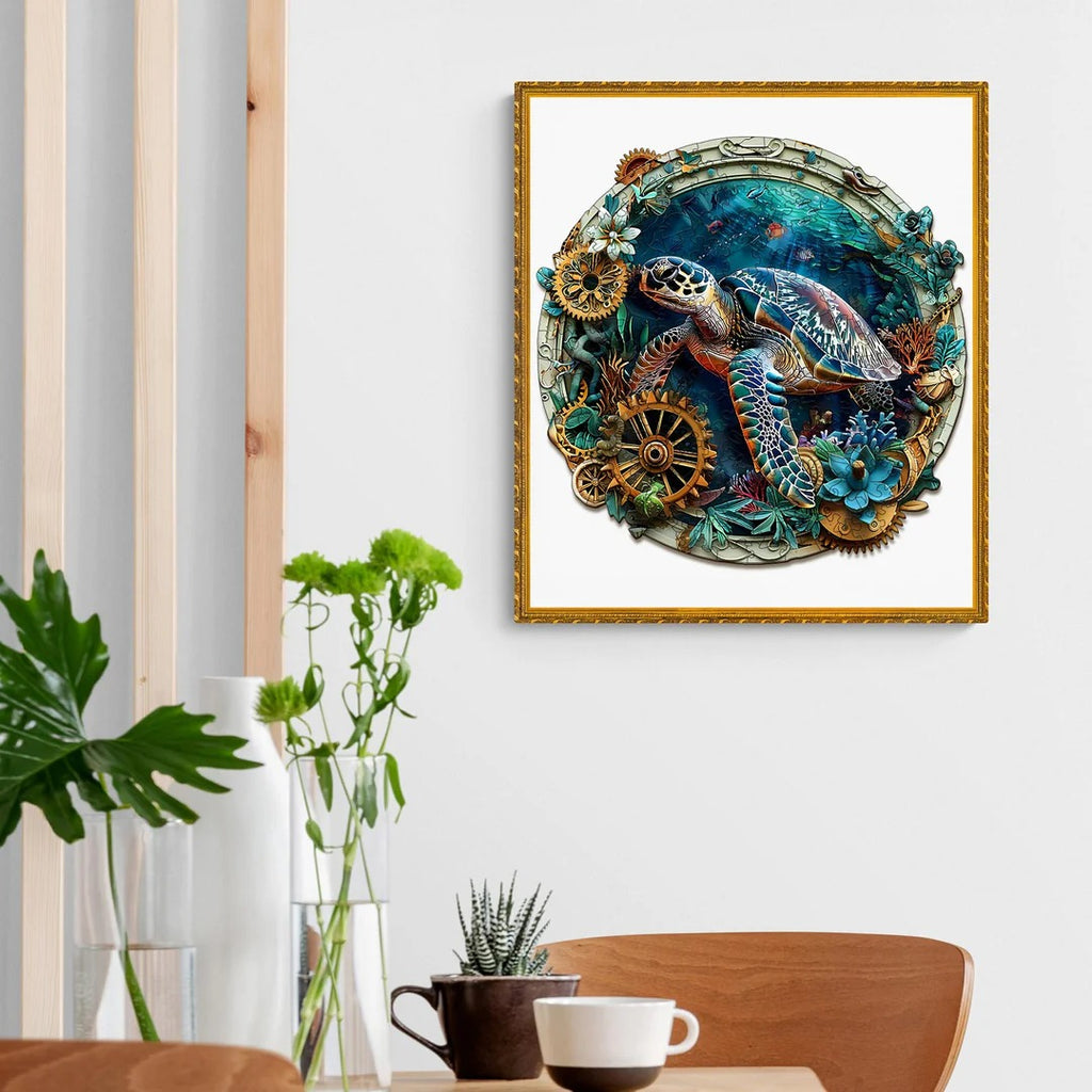 Puzzle en bois fantaisiste - Tortue en relief