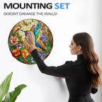 Whimsical Wooden Jigsaw Puzzle-Stained Glass Hummingbird