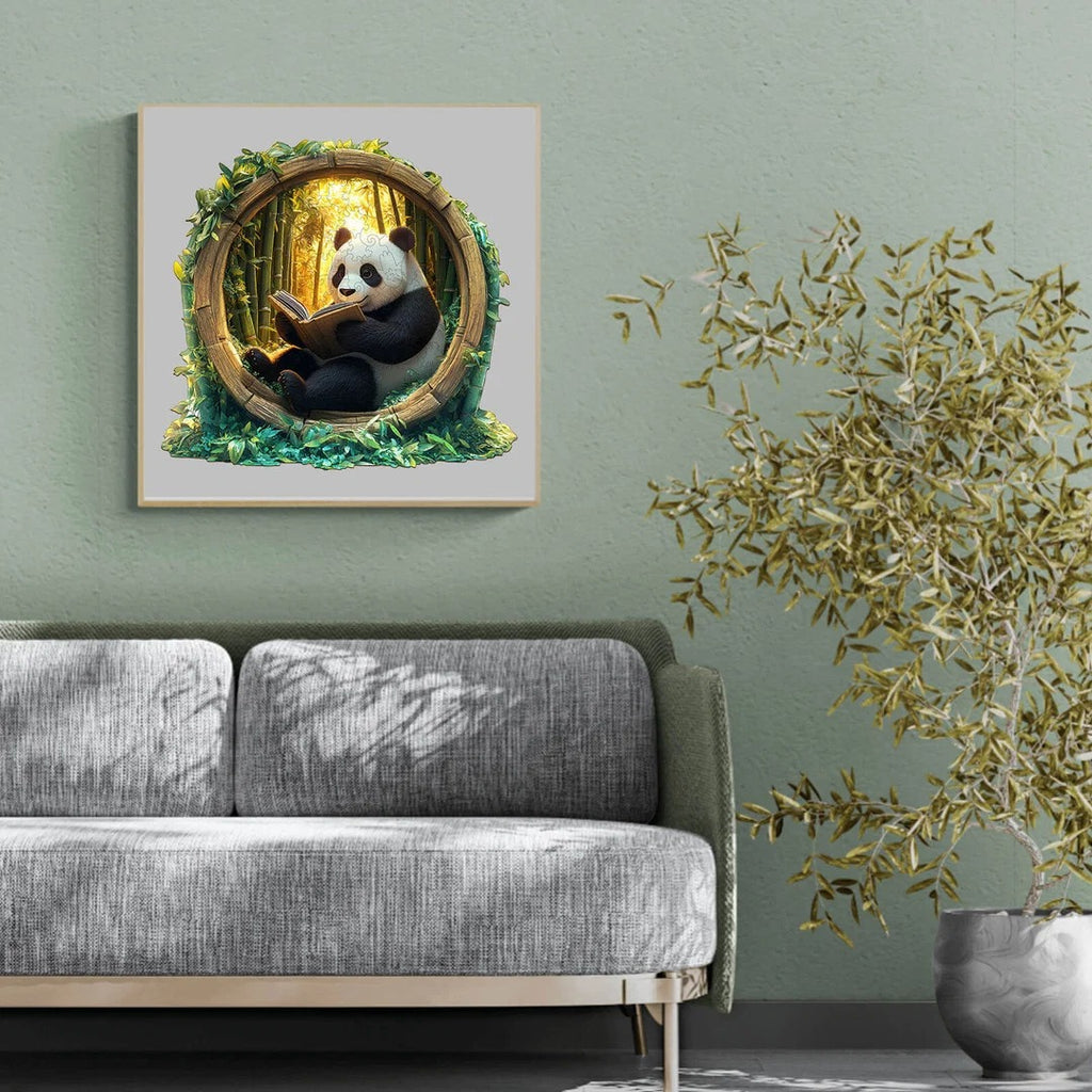 Whimsical Wooden Jigsaw Puzzle- Bamboo Grove Scholar Panda