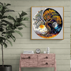 Whimsical Wooden Jigsaw Puzzle- sun and moon tree of life
