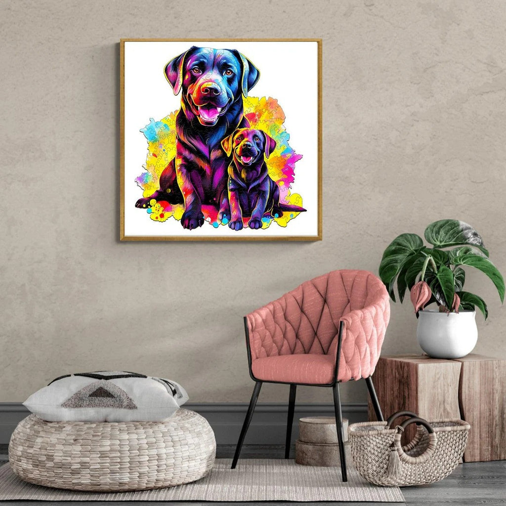 Whimsical Wooden Jigsaw Puzzle- Labrador family