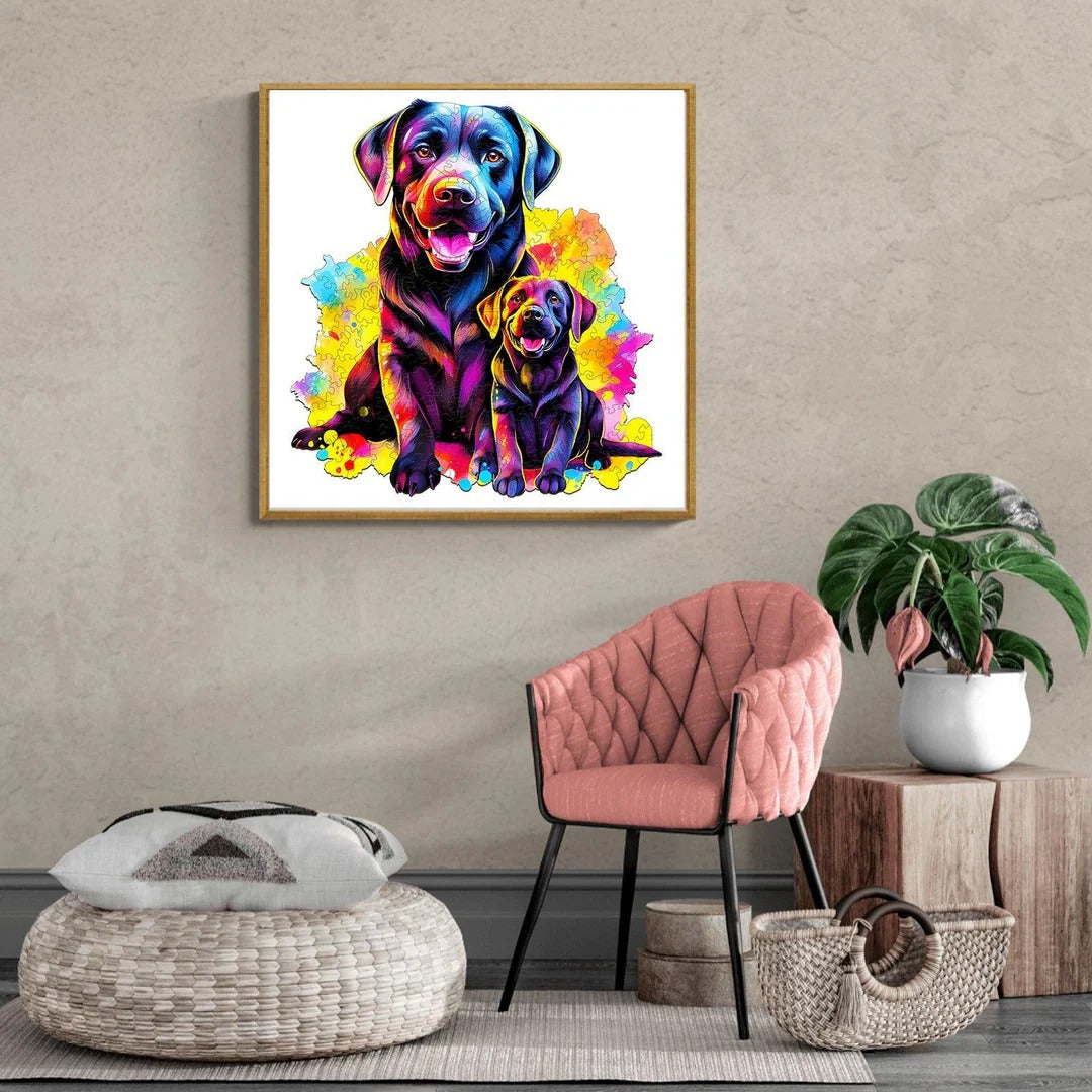 Whimsical Wooden Jigsaw Puzzle- Labrador family