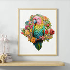 Whimsical Wooden Jigsaw Puzzle-colorful parrot