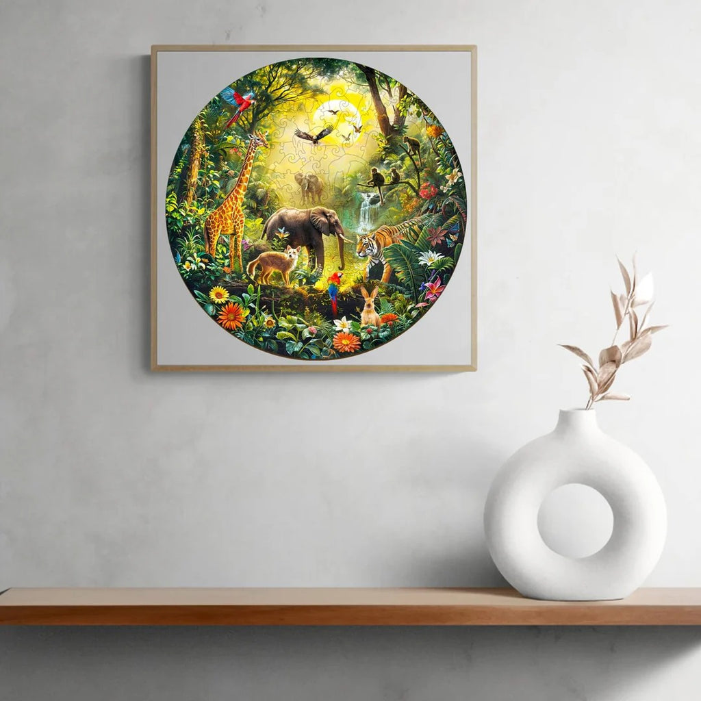 Whimsical Wooden Jigsaw Puzzle- Animal Party
