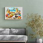 Whimsical Wooden Jigsaw Puzzle-beach cat
